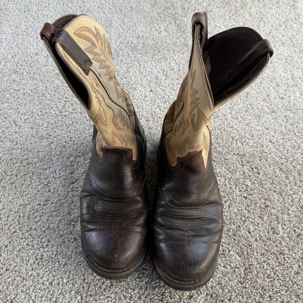 Justin Boots Mens Size 10.5 D Brown Leather Western Work Mid Calf WK4660